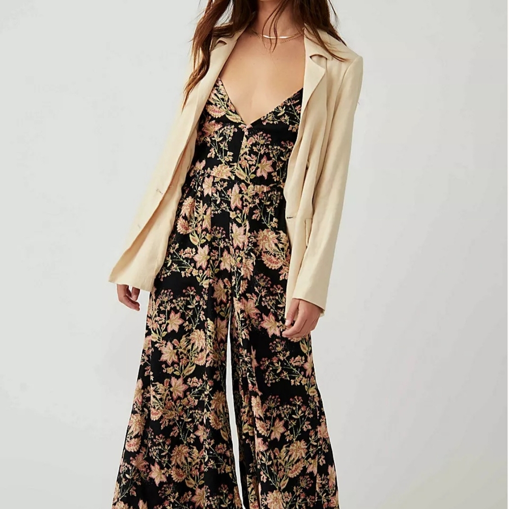 Free People Floral Black Jumpsuit - Picture 4 of 4